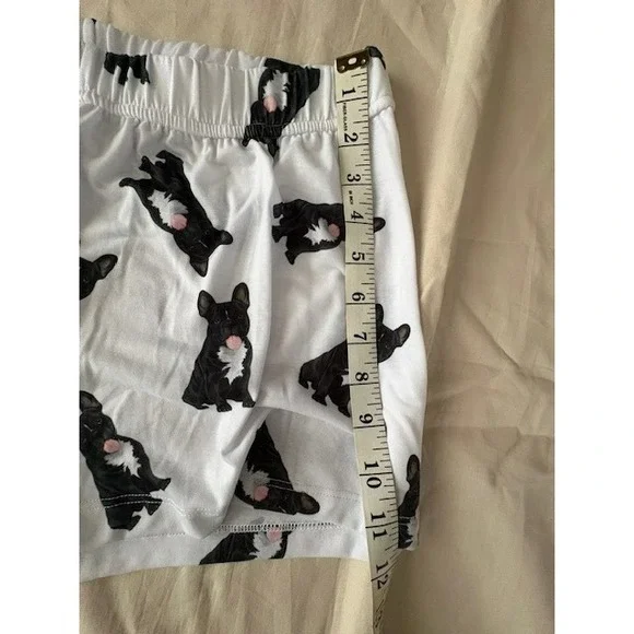 UR Of Love Women XS Shorts French Bulldog Print White Black Elastic Waist Lounge - Picture 9 of 11